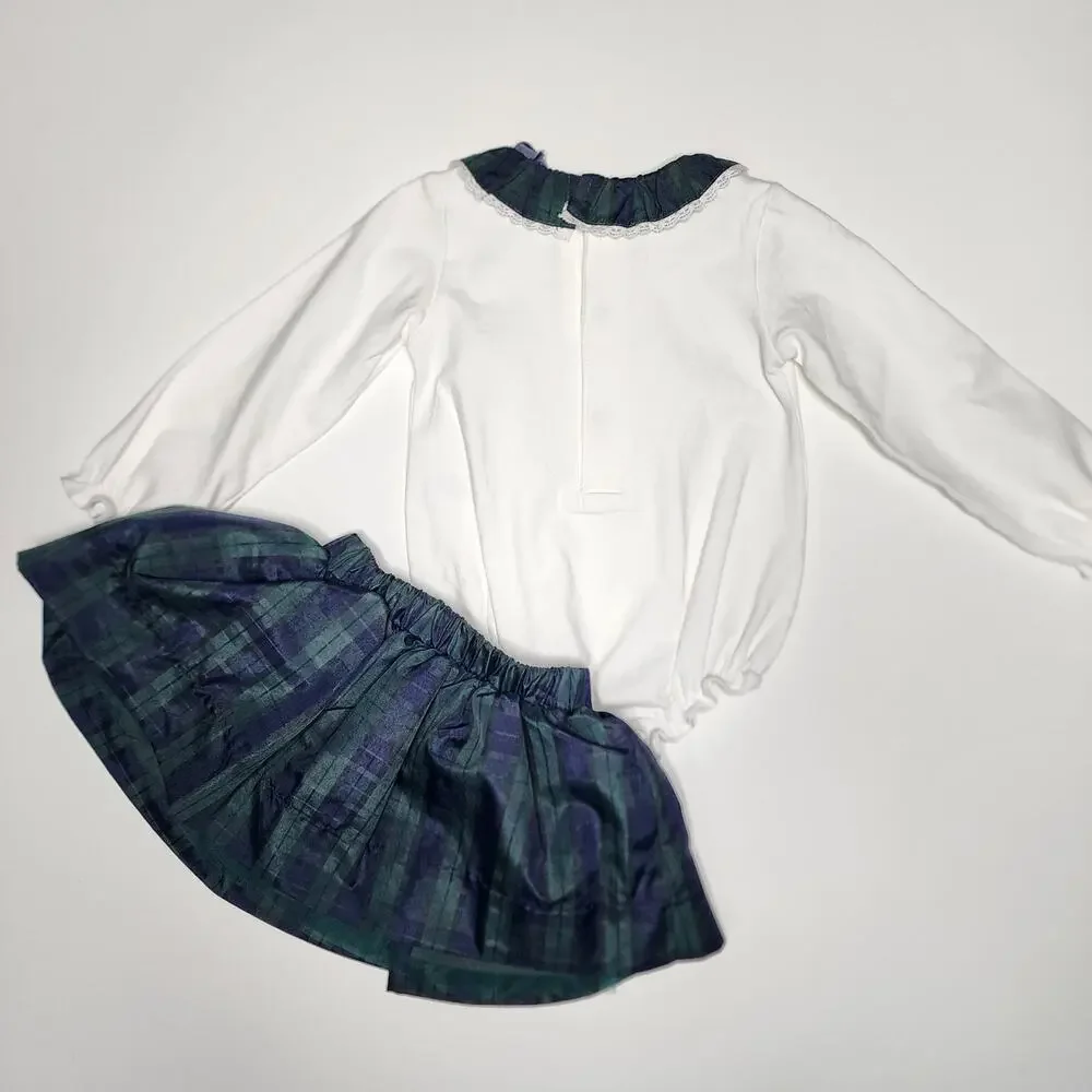 Edgehill Collection Blue Plaid Fancy Holiday Skirt Set Darby Fallon Size 18 M